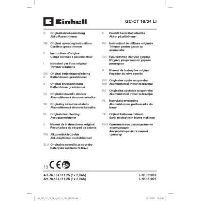Einhell Power X-Change Akku-Rasentrimmer GC-CT 18/24 Li Mit 2 Ah-Akku 19 Einhell Power X-Change Akku-Rasentrimmer GC-CT 18/24 Li Mit 2 Ah-Akku – Bild 17